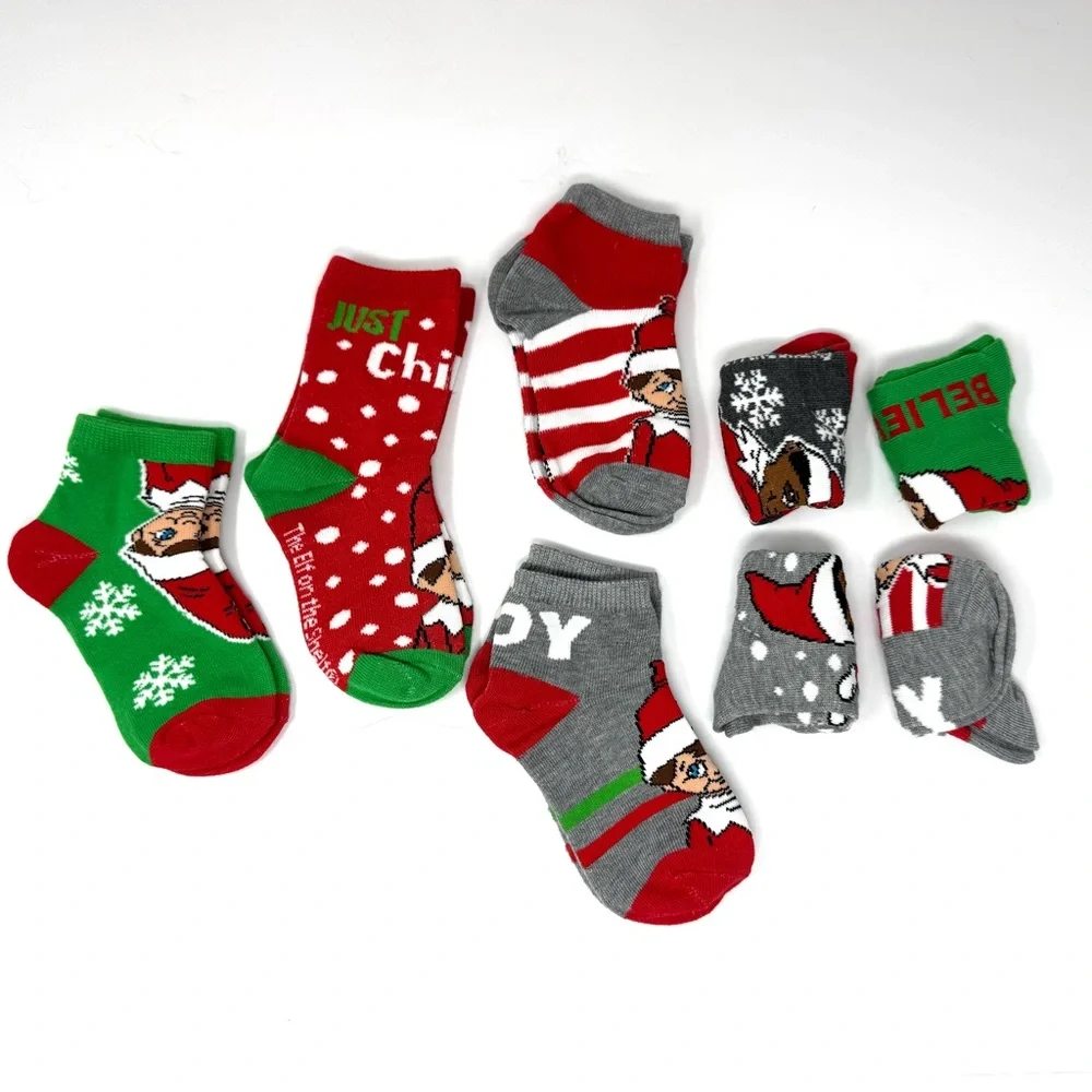 8 pair Christmas Elf in the Shelf toddler socks, NEW, unisex, NWOT